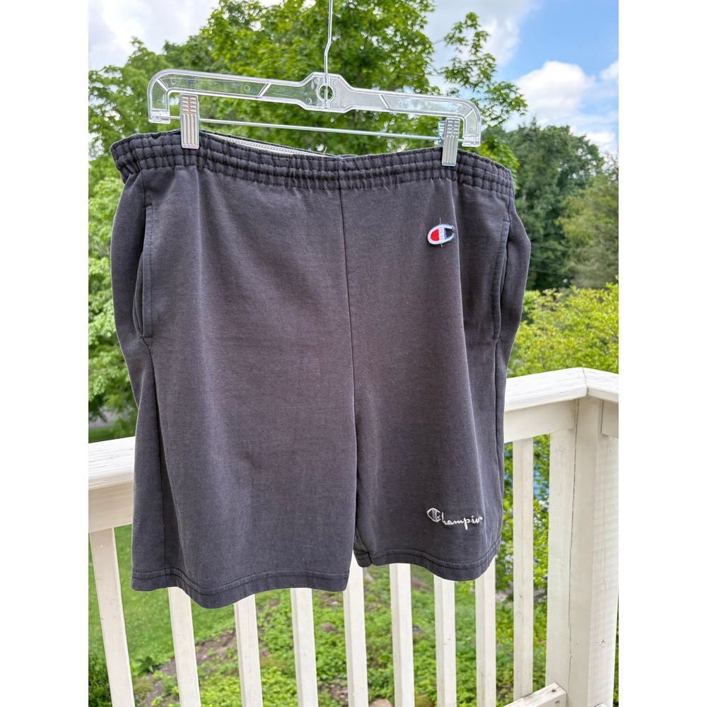 Vintage Champion Mens Lounge Shorts Large Black Elastic Drawstring Made in USA - Picture 9 of 9